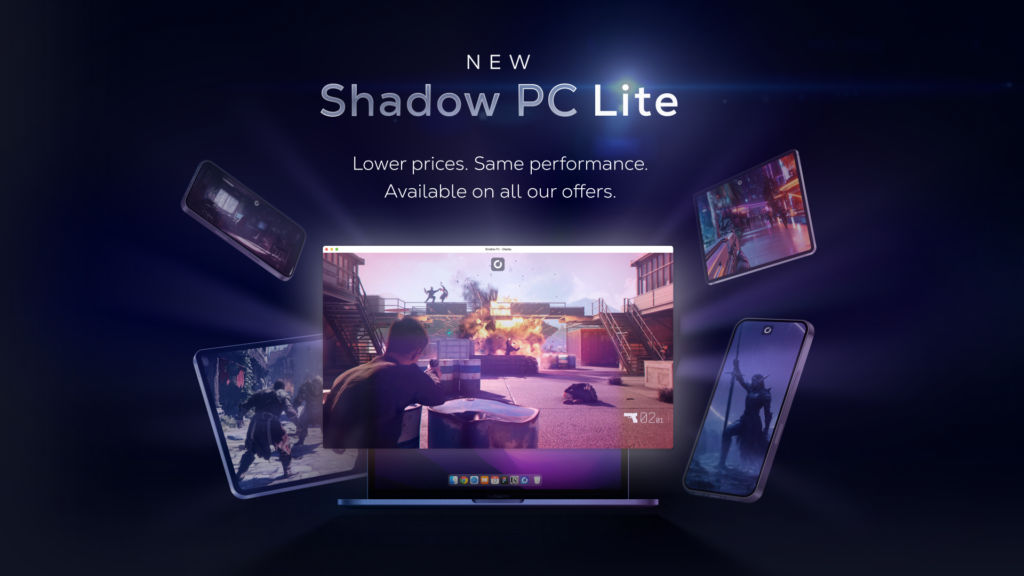 shadow pc lite multi device gaming Shadow PC Lite gameplay screenshot across multiple devices, same performance as standard tiers